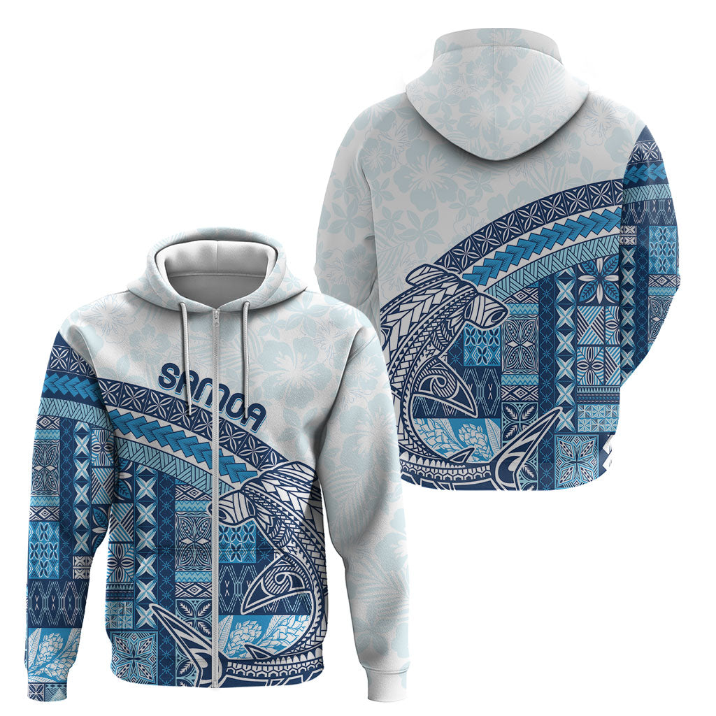 Samoa Mamanu Siapo Royal Blue Zip Hoodie Tatau Malie