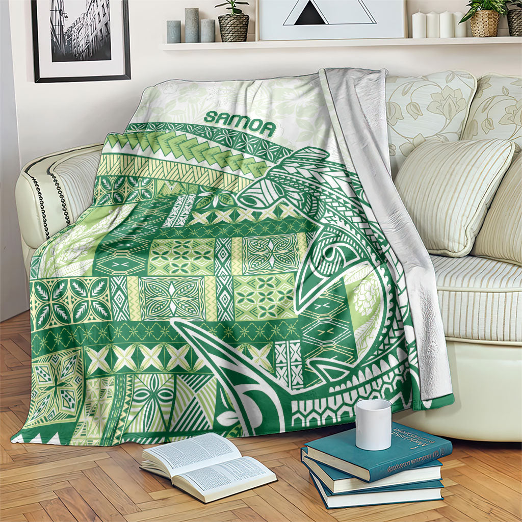 Samoa Mamanu Siapo Forest Green Blanket Tatau Malie