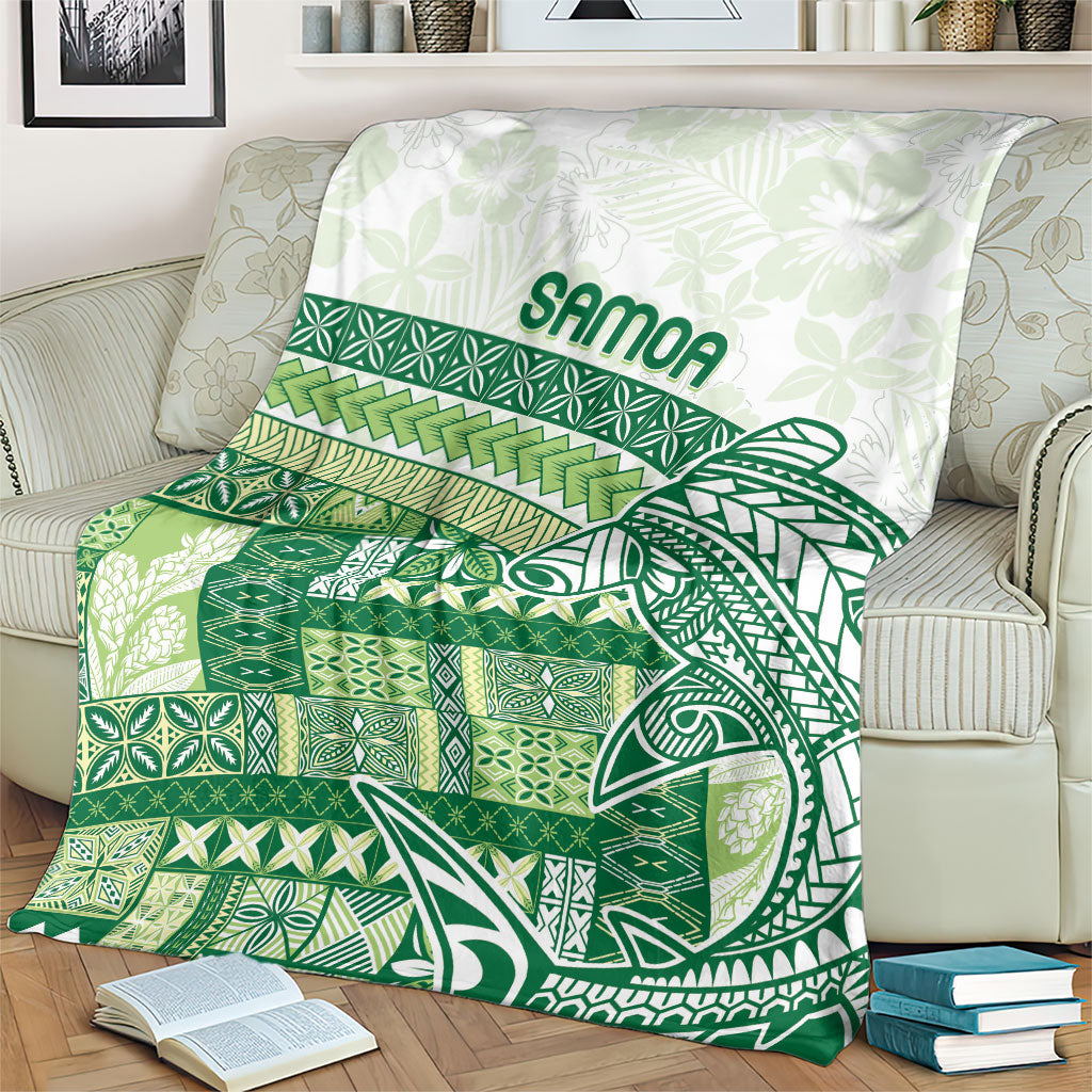 Samoa Mamanu Siapo Forest Green Blanket Tatau Malie