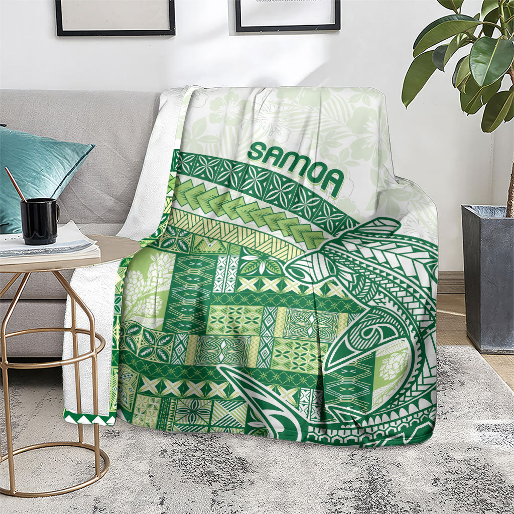 Samoa Mamanu Siapo Forest Green Blanket Tatau Malie