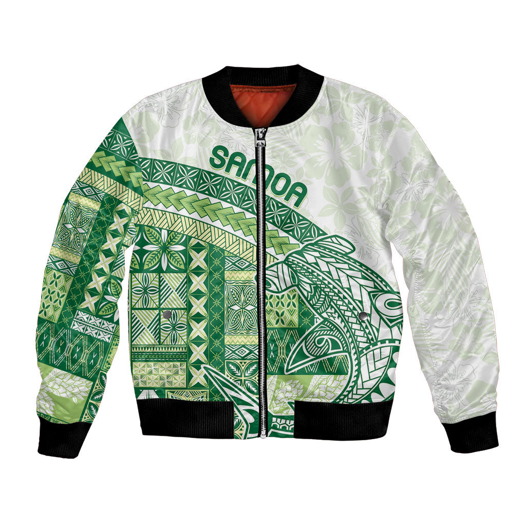 Samoa Mamanu Siapo Forest Green Bomber Jacket Tatau Malie LT7 Unisex Forest Green - Polynesian Pride