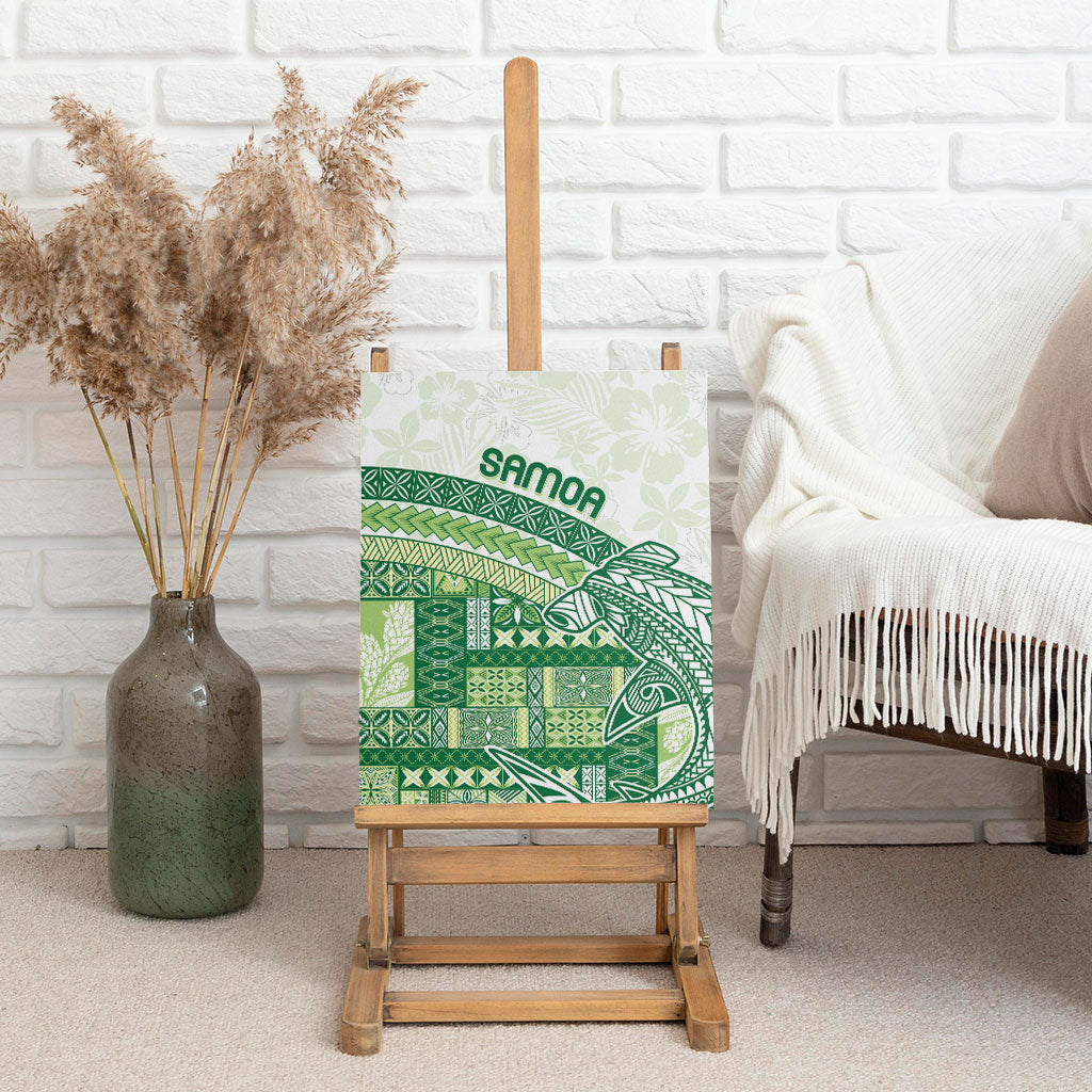 Samoa Mamanu Siapo Forest Green Canvas Wall Art Tatau Malie
