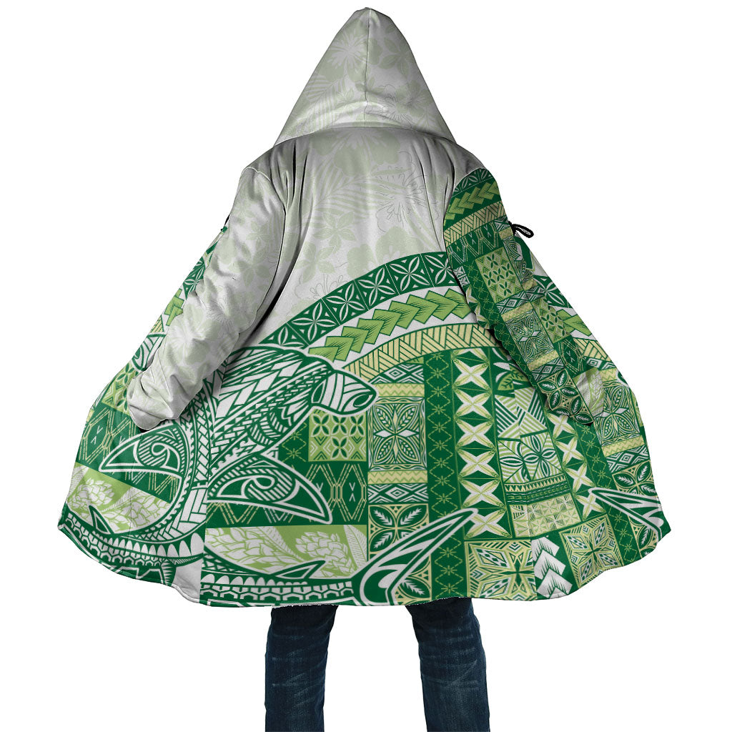 Samoa Mamanu Siapo Forest Green Cloak Tatau Malie LT7 Unisex Forest Green - Polynesian Pride