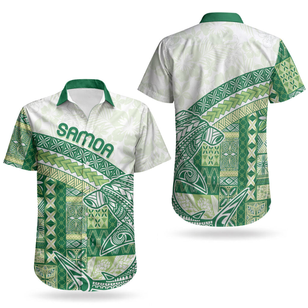 Samoa Mamanu Siapo Forest Green Couples Matching Short Sleeve Bodycon Dress and Hawaiian Shirt Tatau Malie