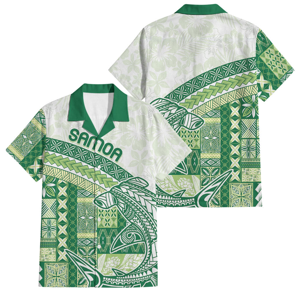 Samoa Mamanu Siapo Forest Green Family Matching Puletasi and Hawaiian Shirt Tatau Malie