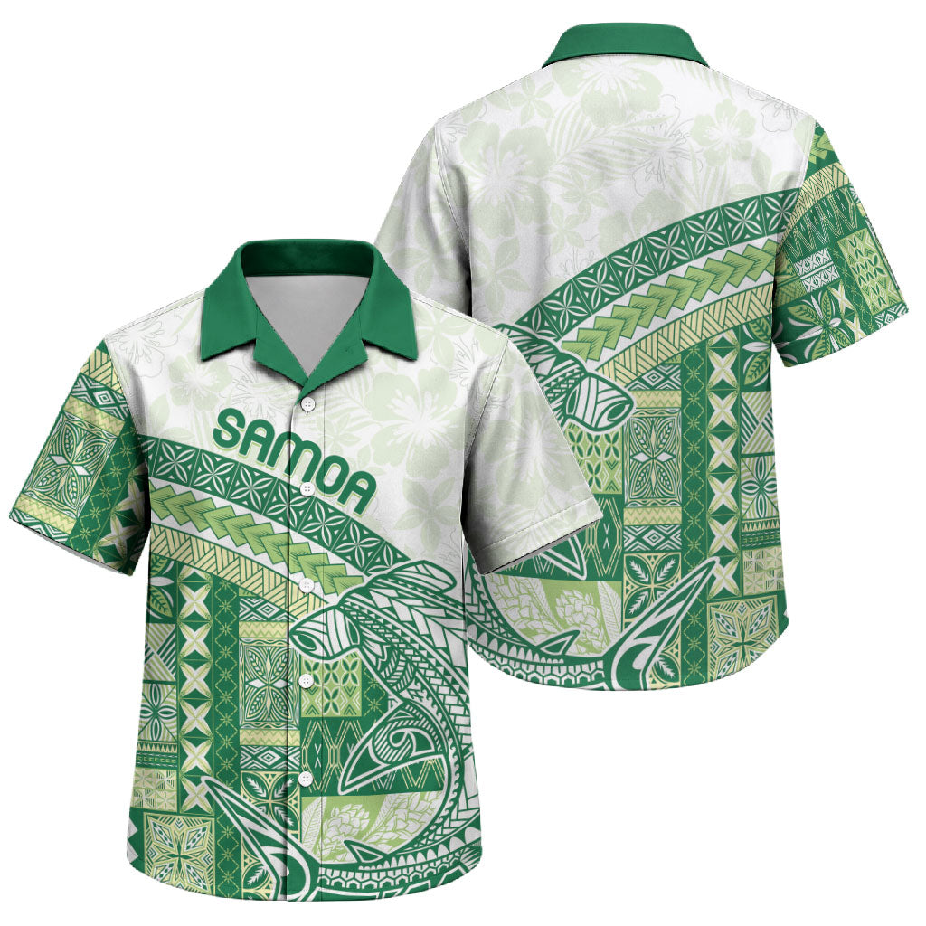 Samoa Mamanu Siapo Forest Green Family Matching Short Sleeve Bodycon Dress and Hawaiian Shirt Tatau Malie
