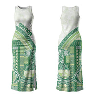 Samoa Mamanu Siapo Forest Green Family Matching Tank Maxi Dress and Hawaiian Shirt Tatau Malie