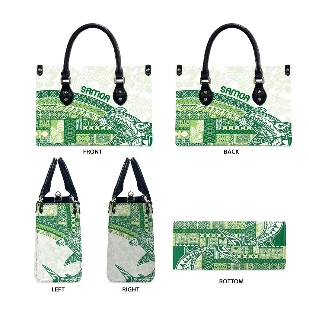 Samoa Mamanu Siapo Forest Green Leather Bag Tatau Malie