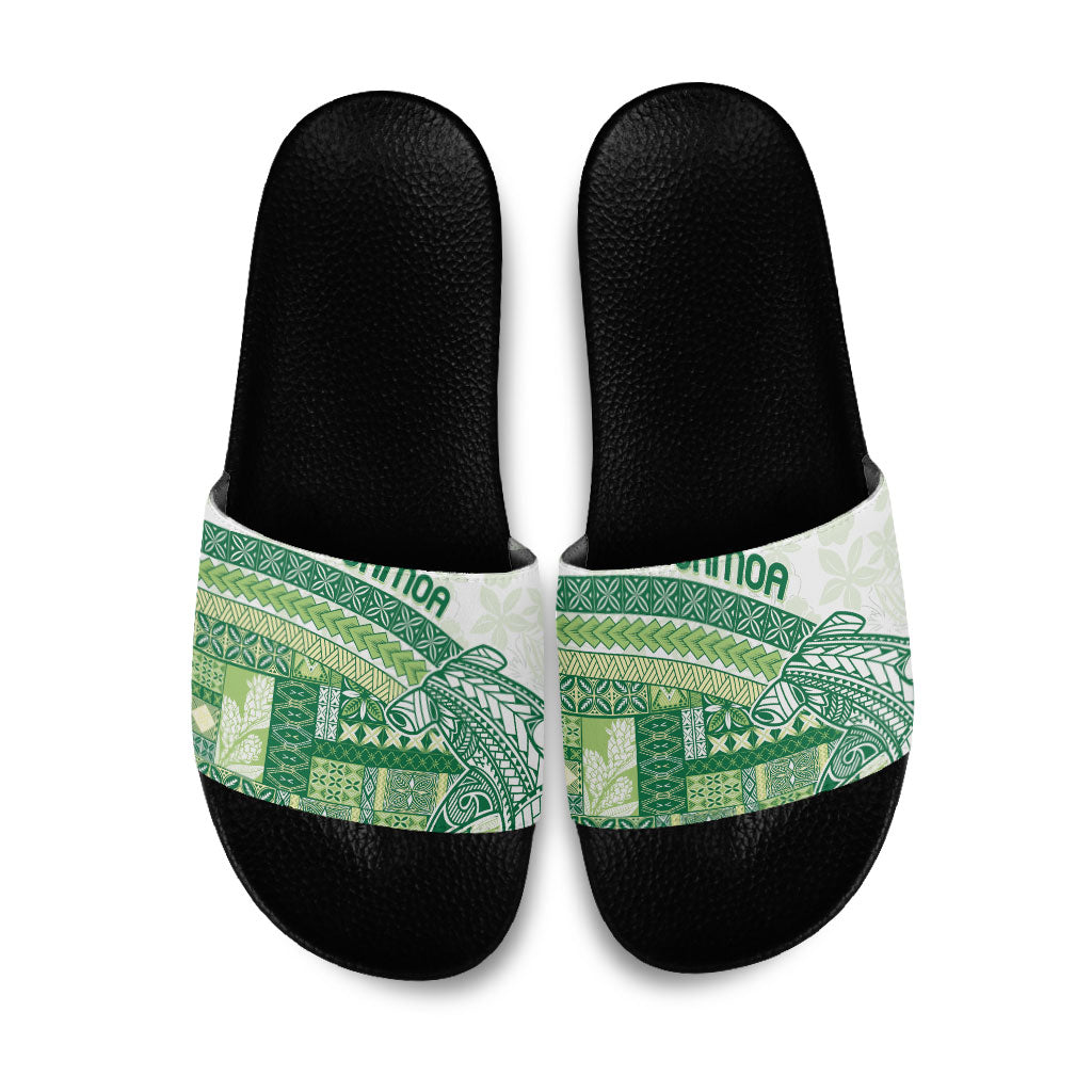 Samoa Mamanu Siapo Forest Green Slide Sandals Tatau Malie LT7 Forest Green - Polynesian Pride