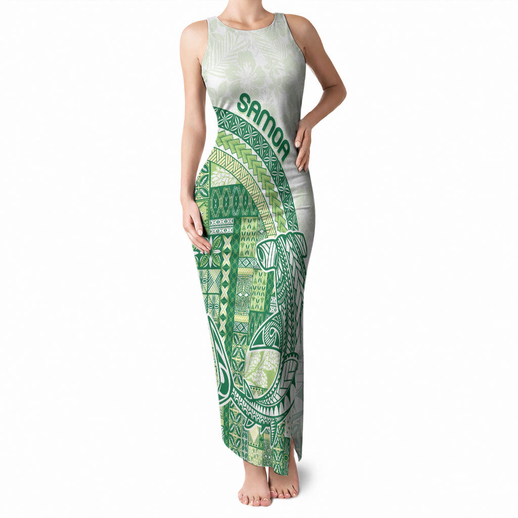 Samoa Mamanu Siapo Forest Green Tank Maxi Dress Tatau Malie