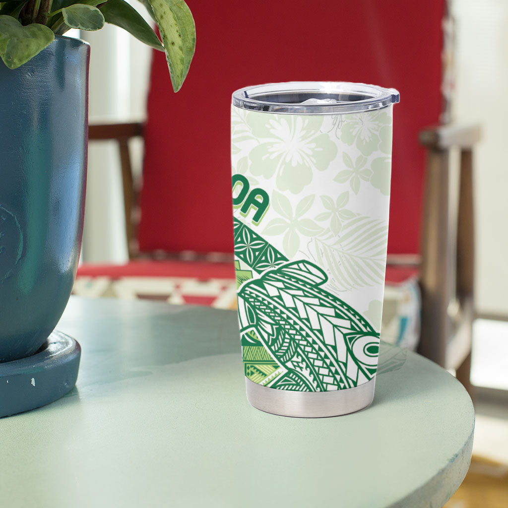 Samoa Mamanu Siapo Forest Green Tumbler Cup Tatau Malie