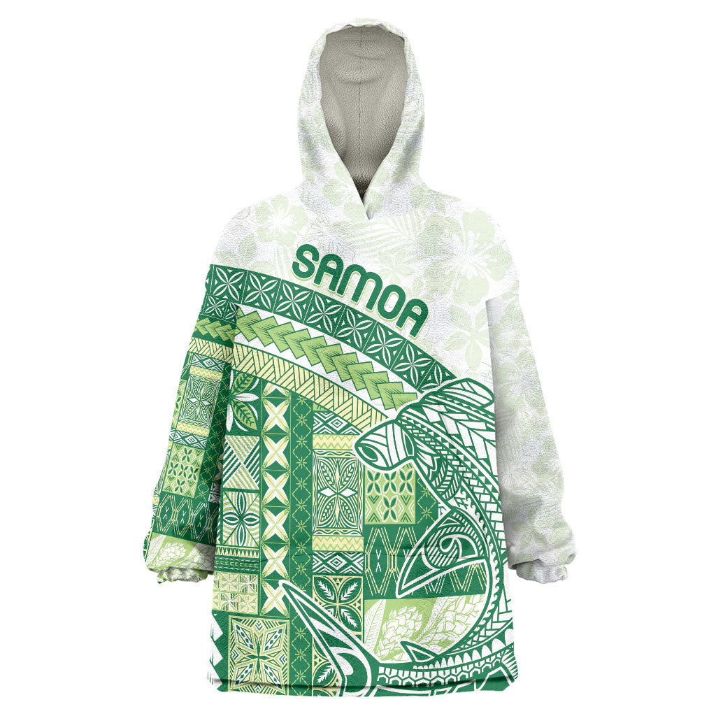Samoa Mamanu Siapo Forest Green Wearable Blanket Hoodie Tatau Malie