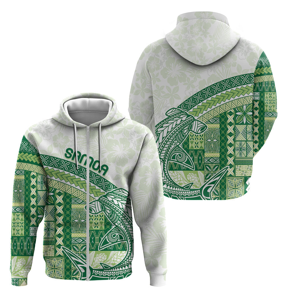 Samoa Mamanu Siapo Forest Green Zip Hoodie Tatau Malie