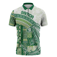 Samoa Mamanu Siapo Forest Green Zipper Polo Shirt Tatau Malie