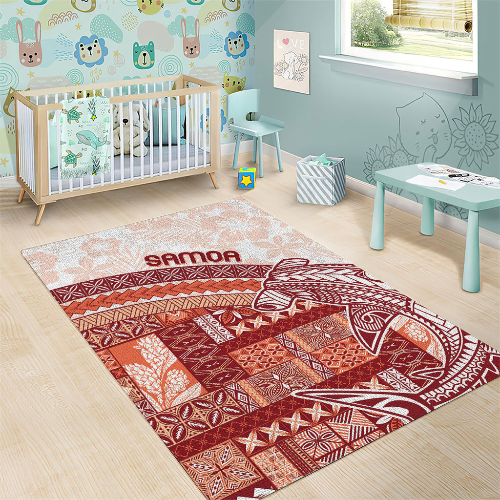 Samoa Mamanu Siapo Crimson Area Rug Tatau Malie