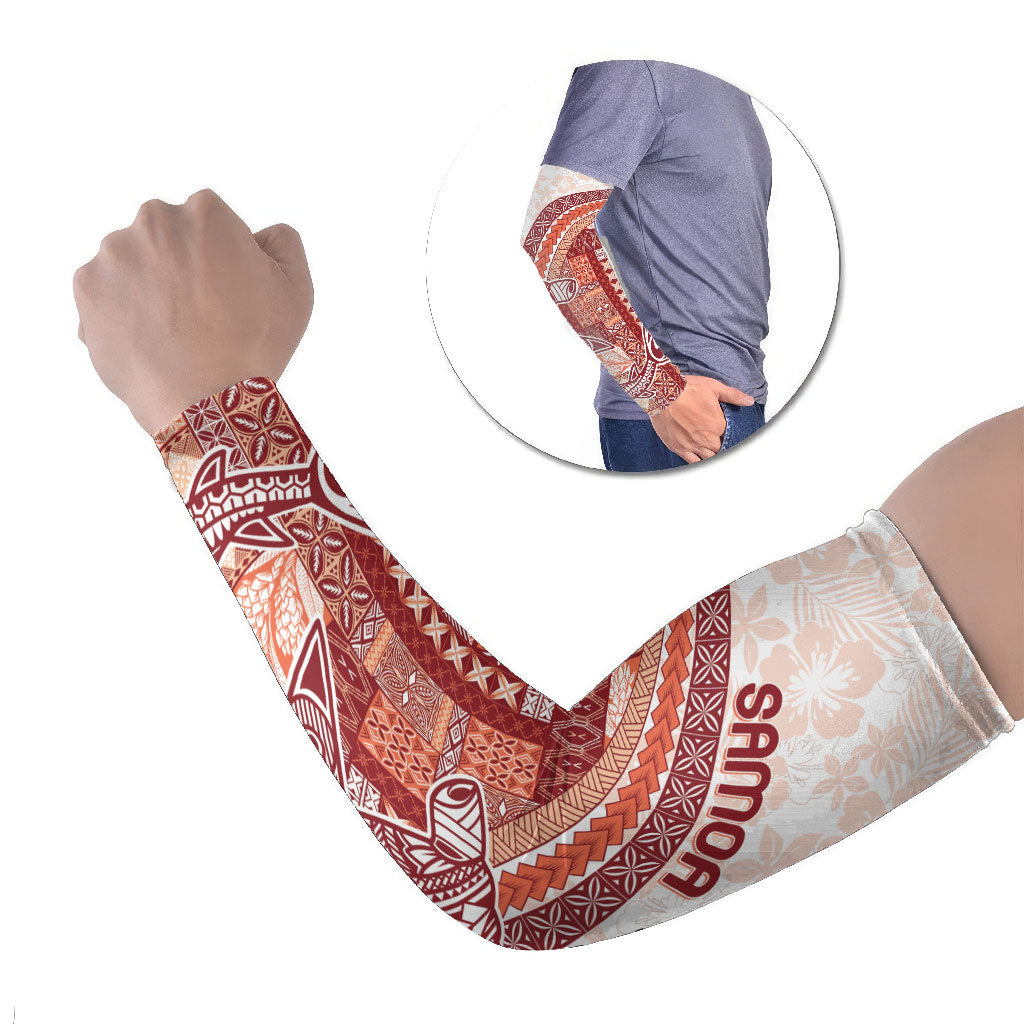 Samoa Mamanu Siapo Crimson Arm Sleeves Tatau Malie LT7 Set of 2 Red - Polynesian Pride