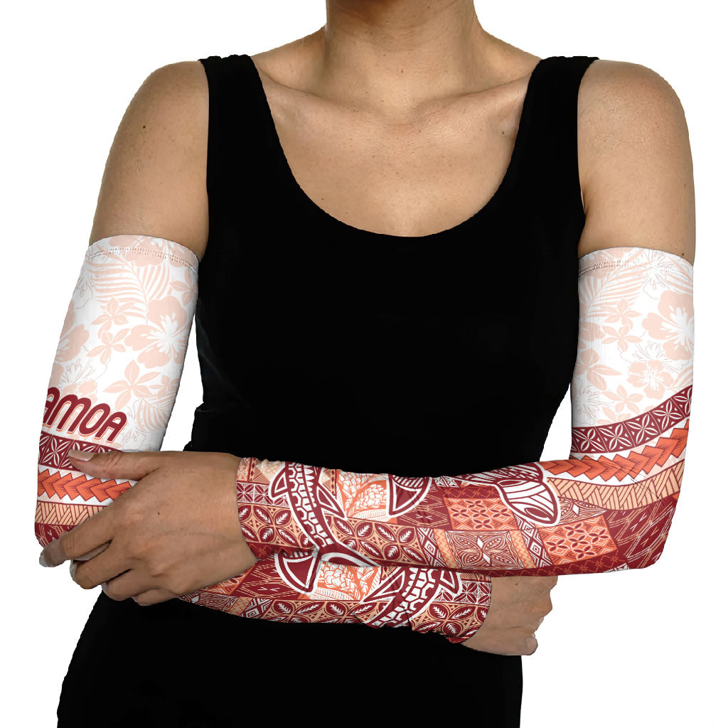 Samoa Mamanu Siapo Crimson Arm Sleeves Tatau Malie