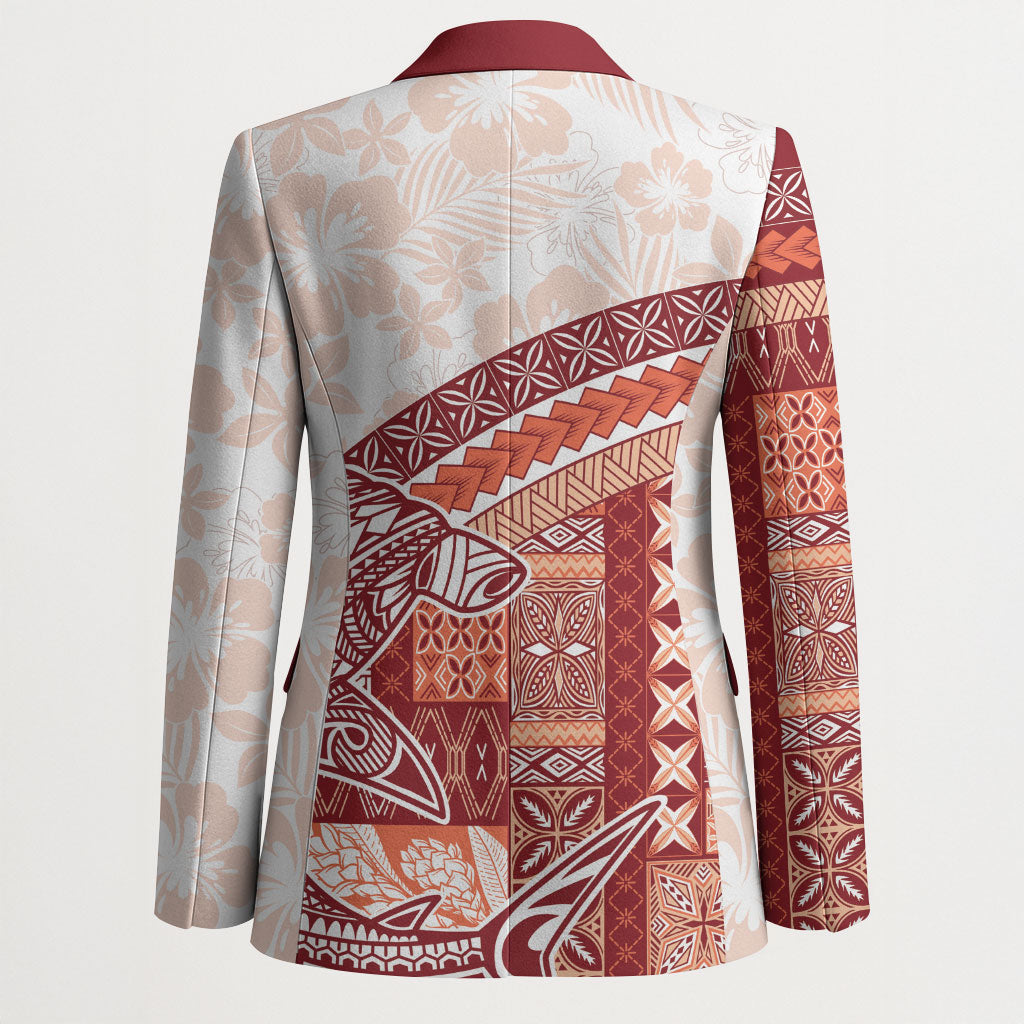 Samoa Mamanu Siapo Crimson Blazer Tatau Malie