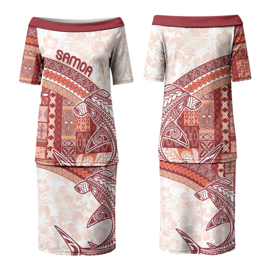 Samoa Mamanu Siapo Crimson Couples Matching Puletasi and Hawaiian Shirt Tatau Malie