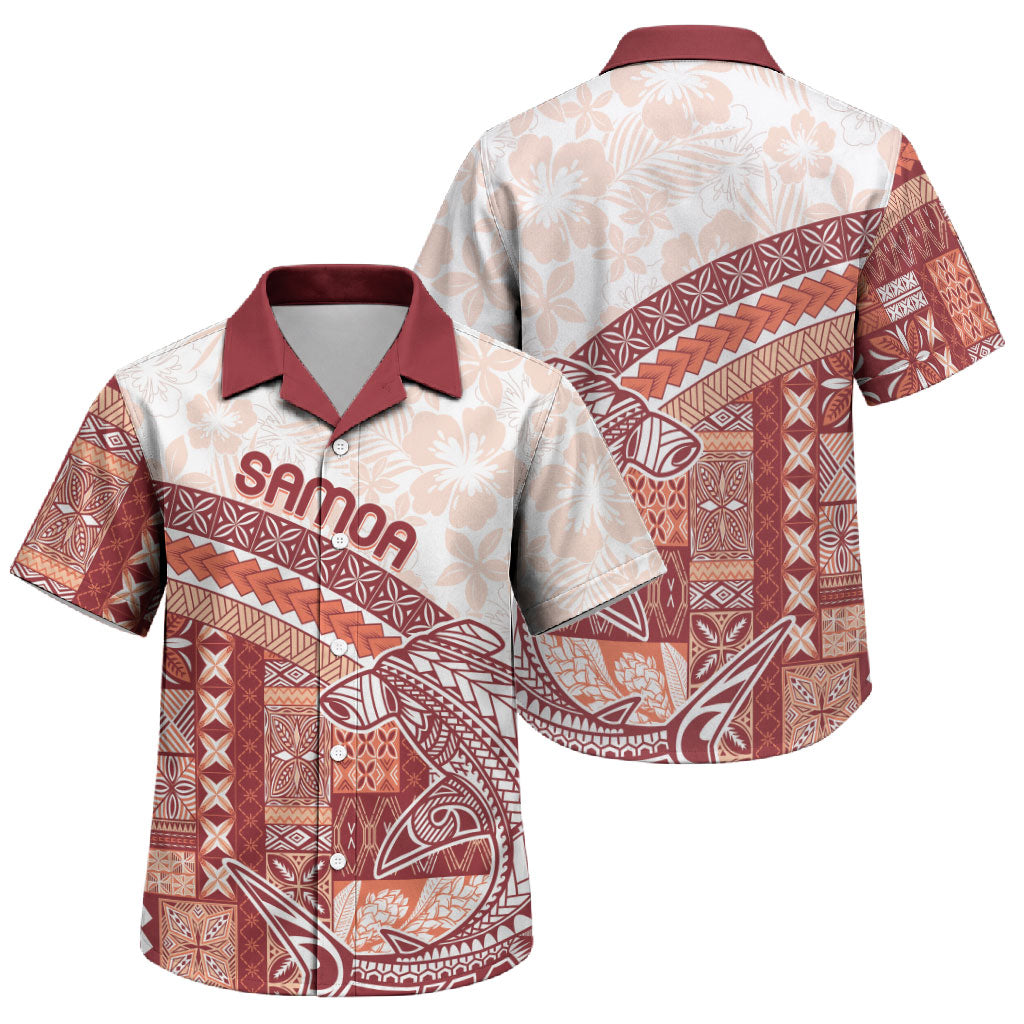 Samoa Mamanu Siapo Crimson Family Matching Long Sleeve Bodycon Dress and Hawaiian Shirt Tatau Malie