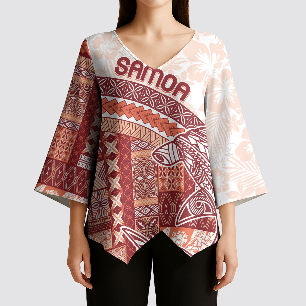 Samoa Mamanu Siapo Crimson Kimono Sleeve Blouse Tatau Malie