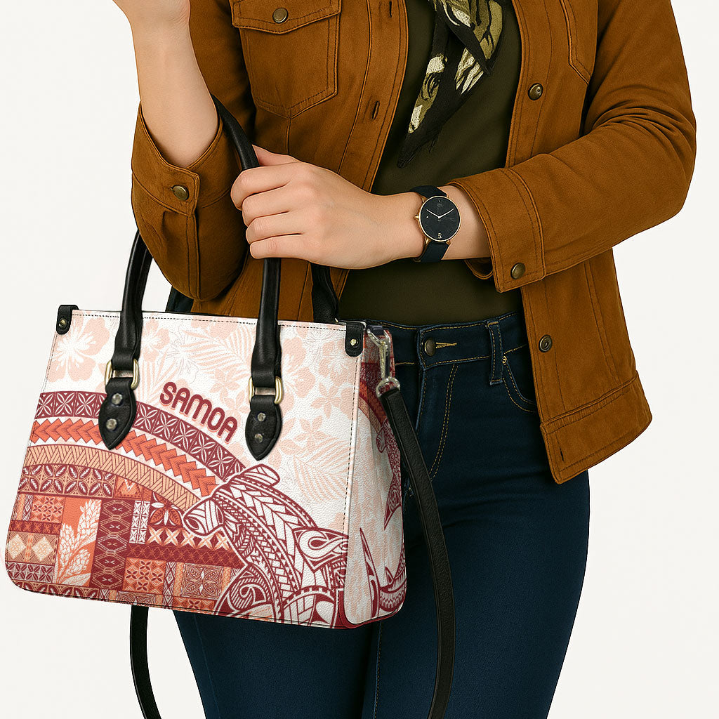 Samoa Mamanu Siapo Crimson Leather Bag Tatau Malie