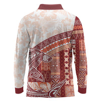 Samoa Mamanu Siapo Crimson Long Sleeve Polo Shirt Tatau Malie