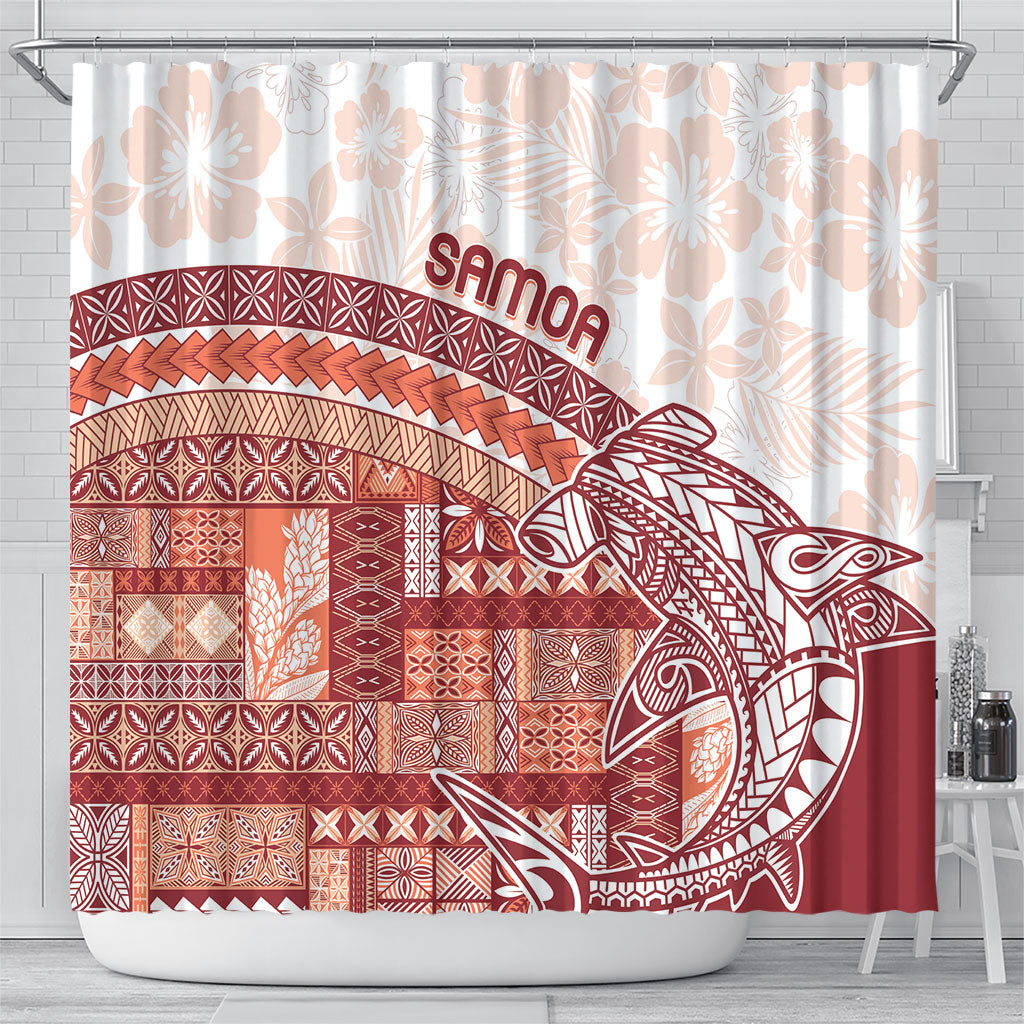 Samoa Mamanu Siapo Crimson Shower Curtain Tatau Malie