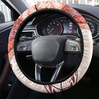 Samoa Mamanu Siapo Crimson Steering Wheel Cover Tatau Malie