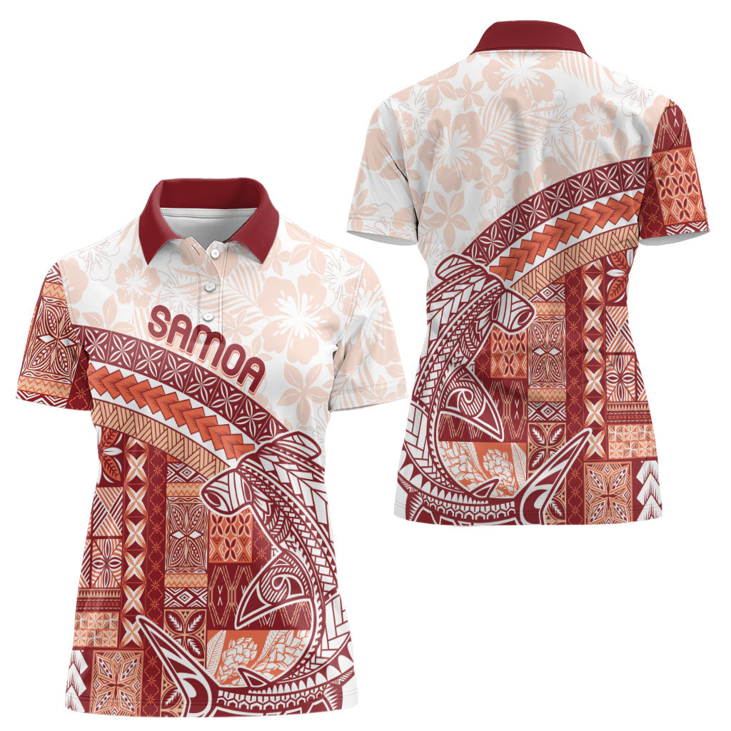 Samoa Mamanu Siapo Crimson Women Polo Shirt Tatau Malie