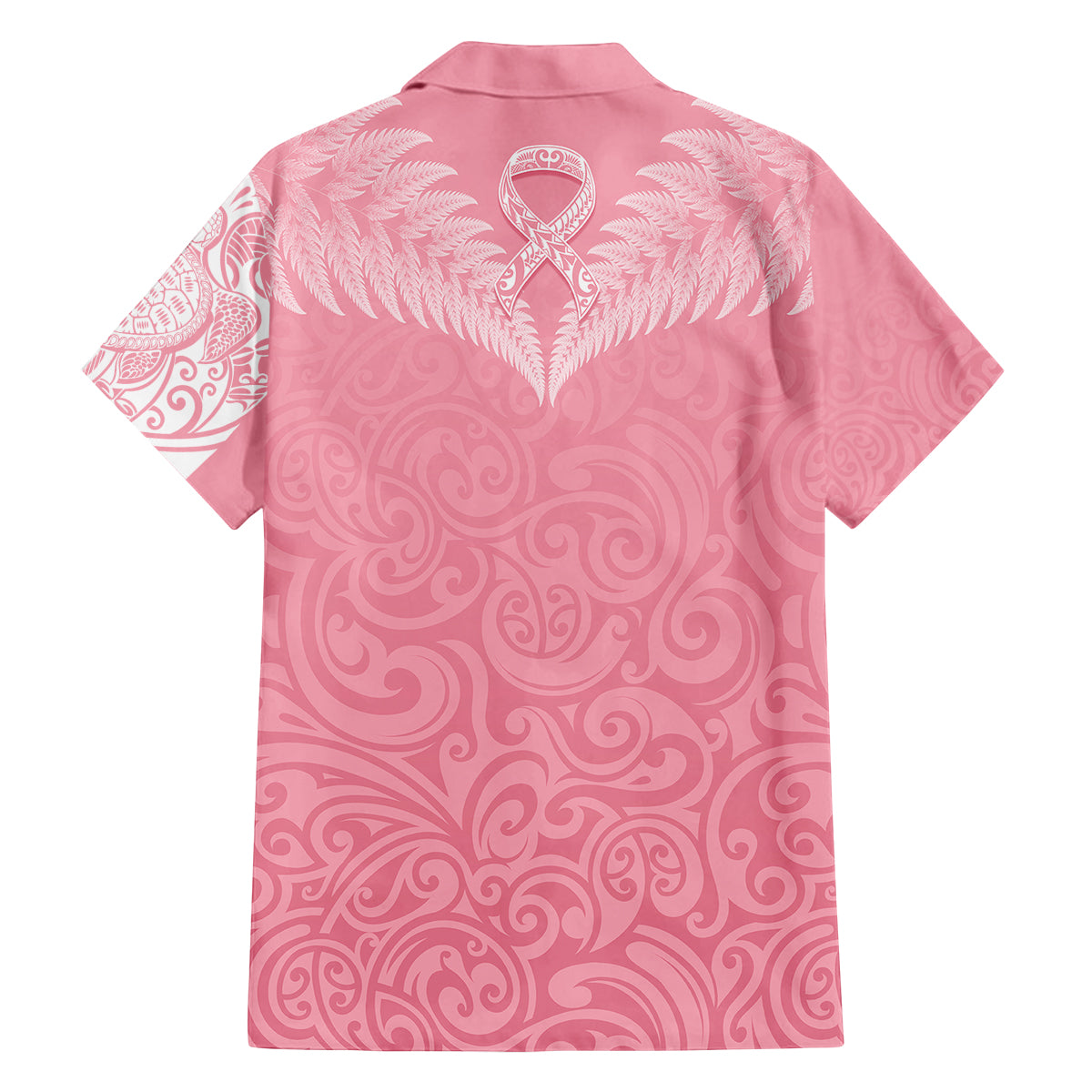 personalised-new-zealand-family-matching-off-shoulder-short-dress-and-hawaiian-shirt-pink-ribbon-tattoo-mix-silver-fern