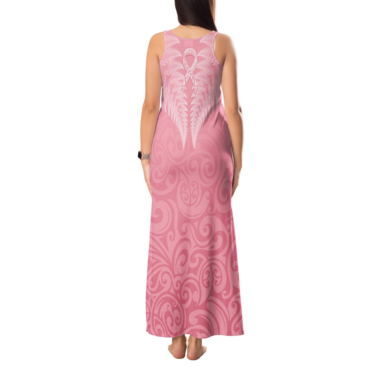 personalised-new-zealand-tank-maxi-dress-pink-ribbon-tattoo-mix-silver-fern