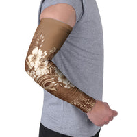 Tonga Ngatu Kupesi Brown Tapa Arm Sleeves Koe Otua Mo Tonga Ko Hoku Tofia LT7 - Polynesian Pride