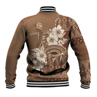 Tonga Ngatu Kupesi Brown Tapa Baseball Jacket Koe Otua Mo Tonga Ko Hoku Tofia LT7 - Polynesian Pride