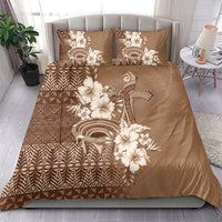 Tonga Ngatu Kupesi Brown Tapa Bedding Set Koe Otua Mo Tonga Ko Hoku Tofia LT7 - Polynesian Pride