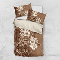 Tonga Ngatu Kupesi Brown Tapa Bedding Set Koe Otua Mo Tonga Ko Hoku Tofia LT7 US Twin 172cm x 218cm Mocha - Polynesian Pride