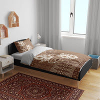 Tonga Ngatu Kupesi Brown Tapa Bedding Set Koe Otua Mo Tonga Ko Hoku Tofia LT7 - Polynesian Pride