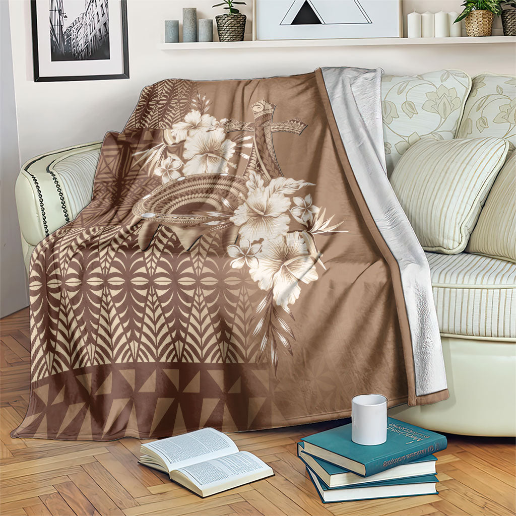 Tonga Ngatu Kupesi Brown Tapa Blanket Koe Otua Mo Tonga Ko Hoku Tofia LT7 Mocha - Polynesian Pride