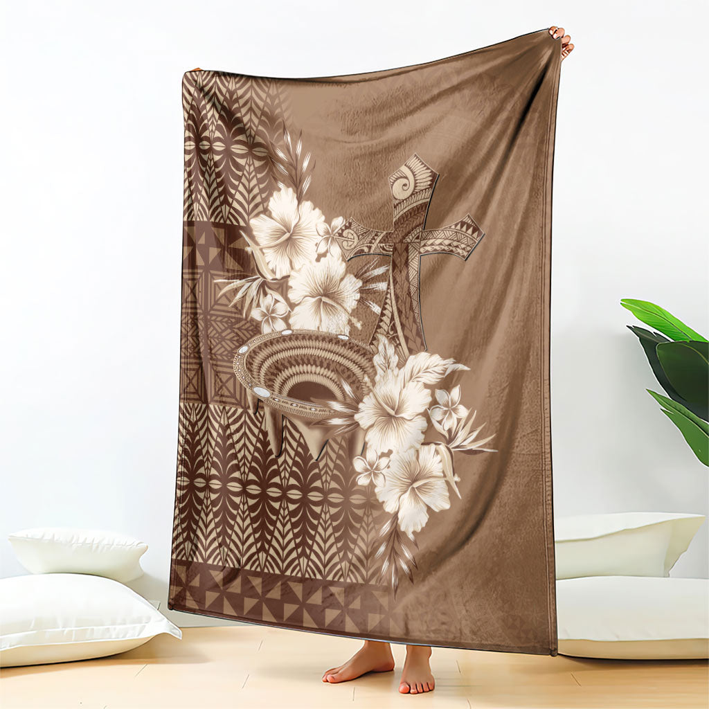 Tonga Ngatu Kupesi Brown Tapa Blanket Koe Otua Mo Tonga Ko Hoku Tofia LT7 - Polynesian Pride