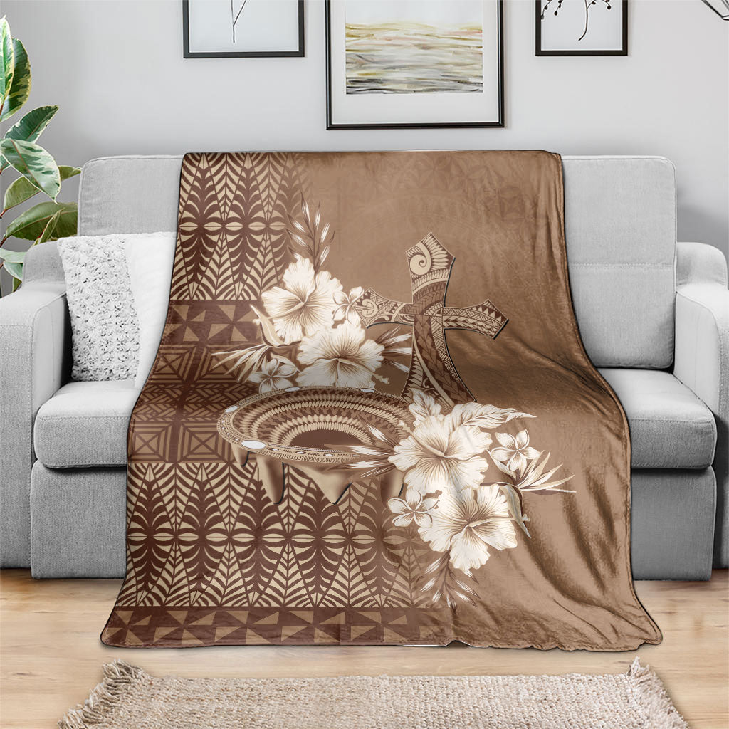 Tonga Ngatu Kupesi Brown Tapa Blanket Koe Otua Mo Tonga Ko Hoku Tofia LT7 - Polynesian Pride