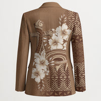 Tonga Ngatu Kupesi Brown Tapa Blazer Koe Otua Mo Tonga Ko Hoku Tofia LT7 - Polynesian Pride