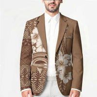 Tonga Ngatu Kupesi Brown Tapa Blazer Koe Otua Mo Tonga Ko Hoku Tofia LT7 - Polynesian Pride