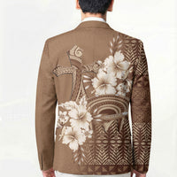 Tonga Ngatu Kupesi Brown Tapa Blazer Koe Otua Mo Tonga Ko Hoku Tofia LT7 - Polynesian Pride