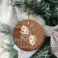 Tonga Ngatu Kupesi Brown Tapa Ceramic Ornament Koe Otua Mo Tonga Ko Hoku Tofia LT7 - Polynesian Pride
