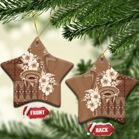 Tonga Ngatu Kupesi Brown Tapa Ceramic Ornament Koe Otua Mo Tonga Ko Hoku Tofia LT7 Star Mocha - Polynesian Pride
