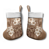 Tonga Ngatu Kupesi Brown Tapa Christmas Stocking Koe Otua Mo Tonga Ko Hoku Tofia