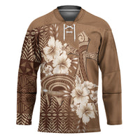 Tonga Ngatu Kupesi Brown Tapa Hockey Jersey Koe Otua Mo Tonga Ko Hoku Tofia LT7 Unisex Mocha - Polynesian Pride