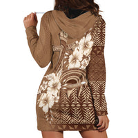 Tonga Ngatu Kupesi Brown Tapa Hoodie Dress Koe Otua Mo Tonga Ko Hoku Tofia LT7 - Polynesian Pride