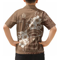 Tonga Ngatu Kupesi Brown Tapa Kid Hawaiian Shirt Koe Otua Mo Tonga Ko Hoku Tofia LT7 - Polynesian Pride