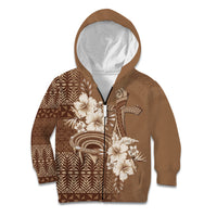 Tonga Ngatu Kupesi Brown Tapa Kid Hoodie Koe Otua Mo Tonga Ko Hoku Tofia LT7 Zip Hoodie Mocha - Polynesian Pride